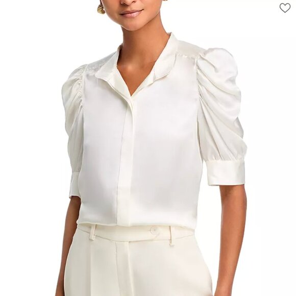 FRAME GILLIAN SILK TOP in OFF WHITE XS $378 - Picture 3 of 12
